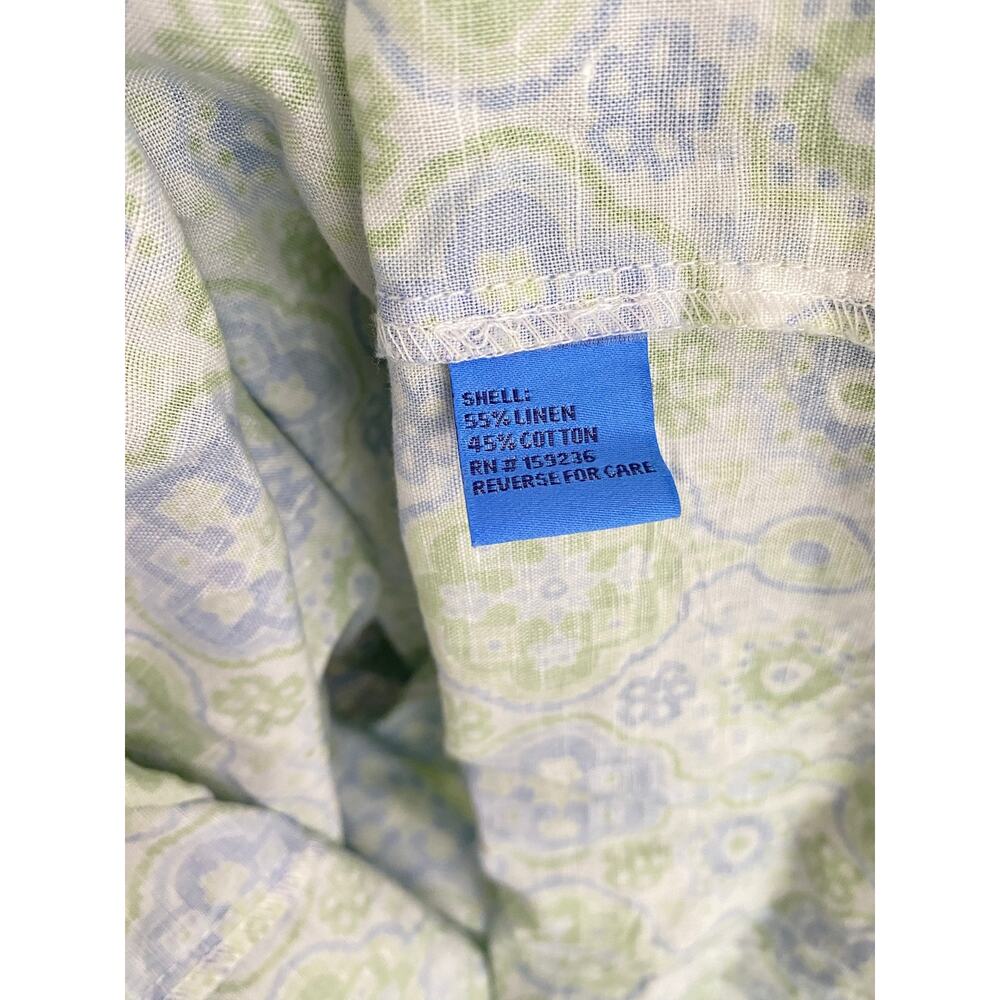 J. McLaughlin Ciri Smocked Sleeveless Midi Dress Linen Cotton Green Blue Print S - Picture 8 of 10